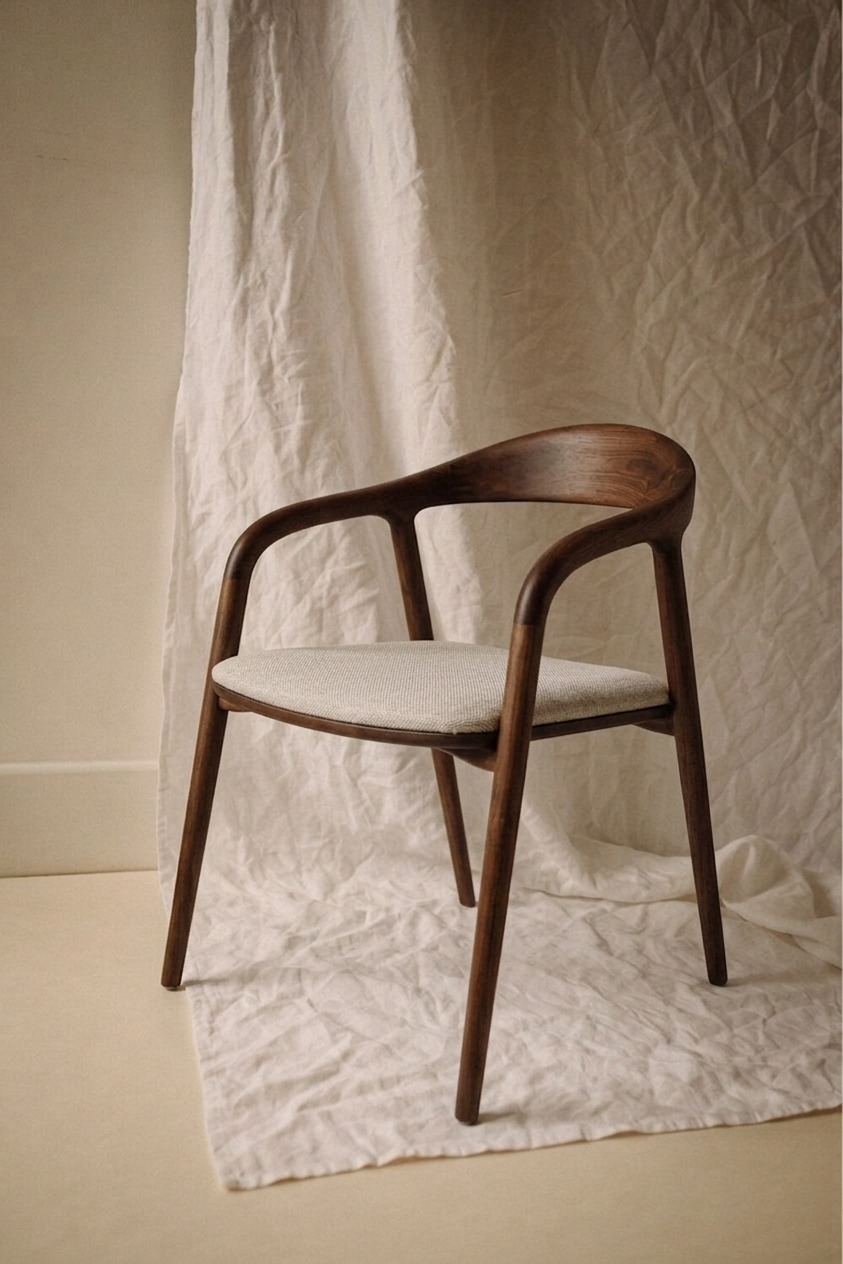 Ami eetkamerstoel - Walnut - Stoffen zitting