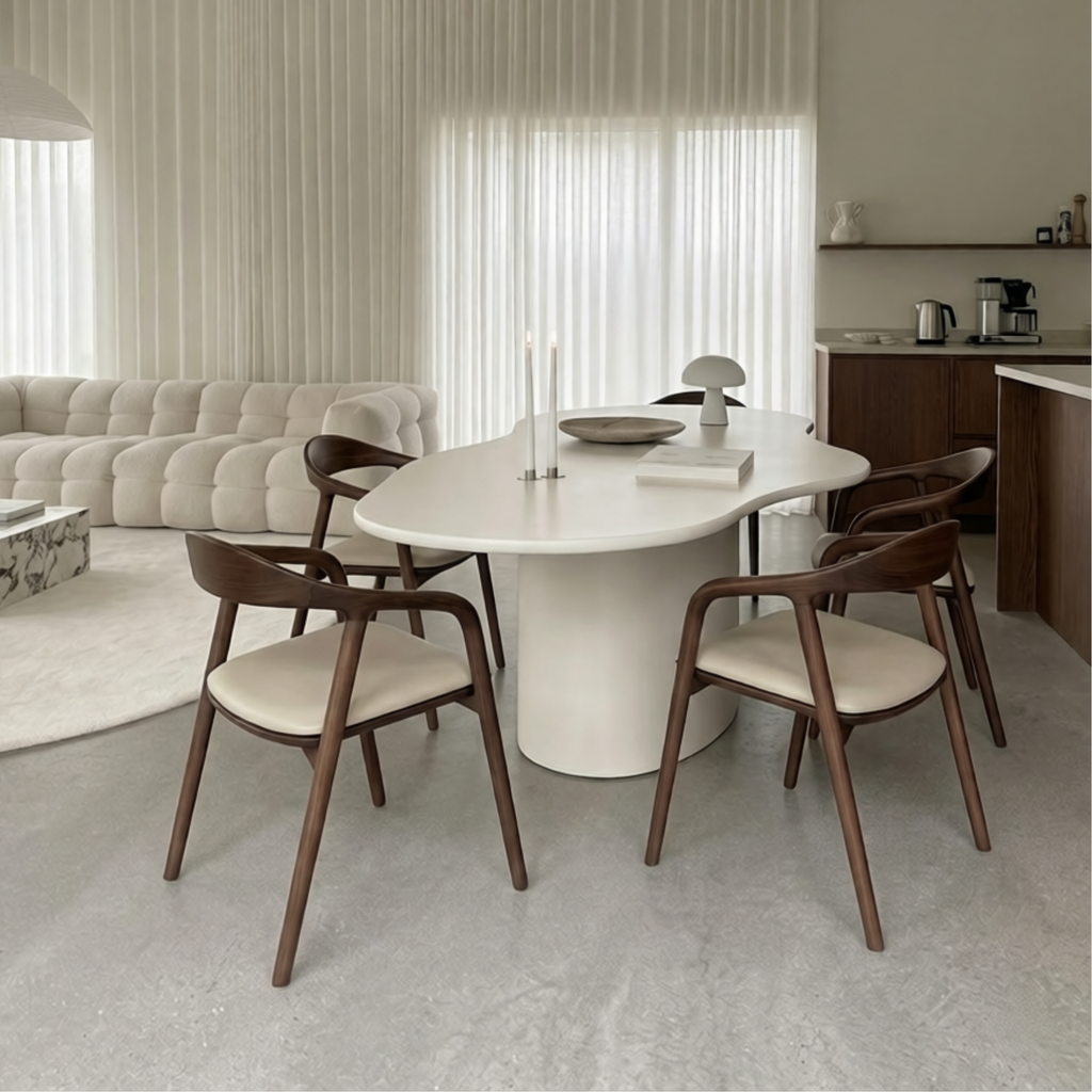 Ami eetkamerstoel walnoot - Beige leer