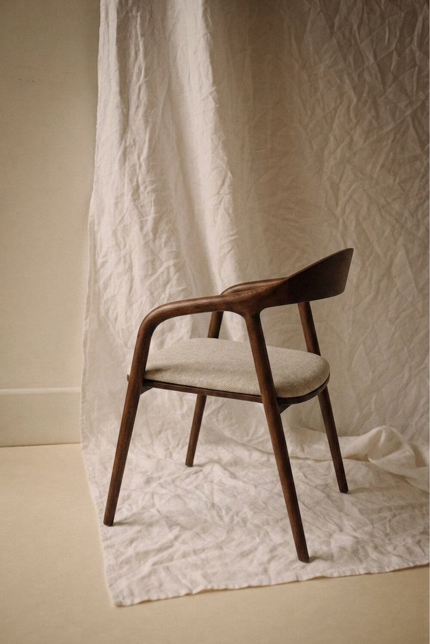 Ami eetkamerstoel - Walnut - Stoffen zitting