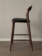 Ami barkruk - Walnut - Zwart leer