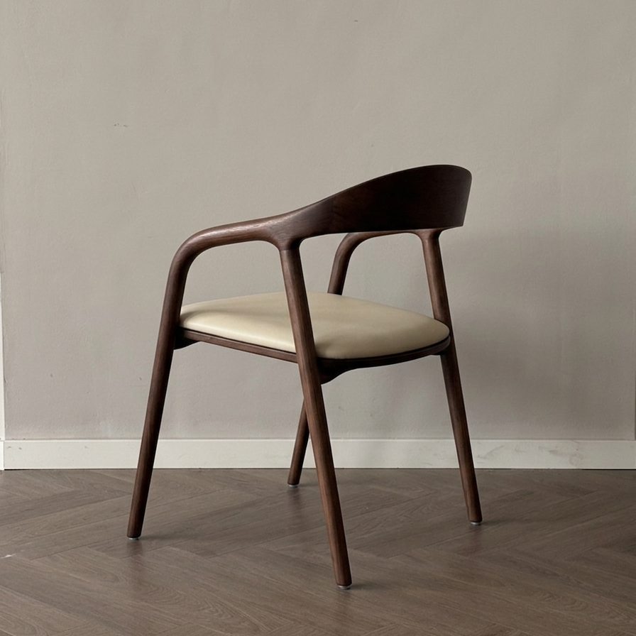 Ami eetkamerstoel walnoot - Beige leer