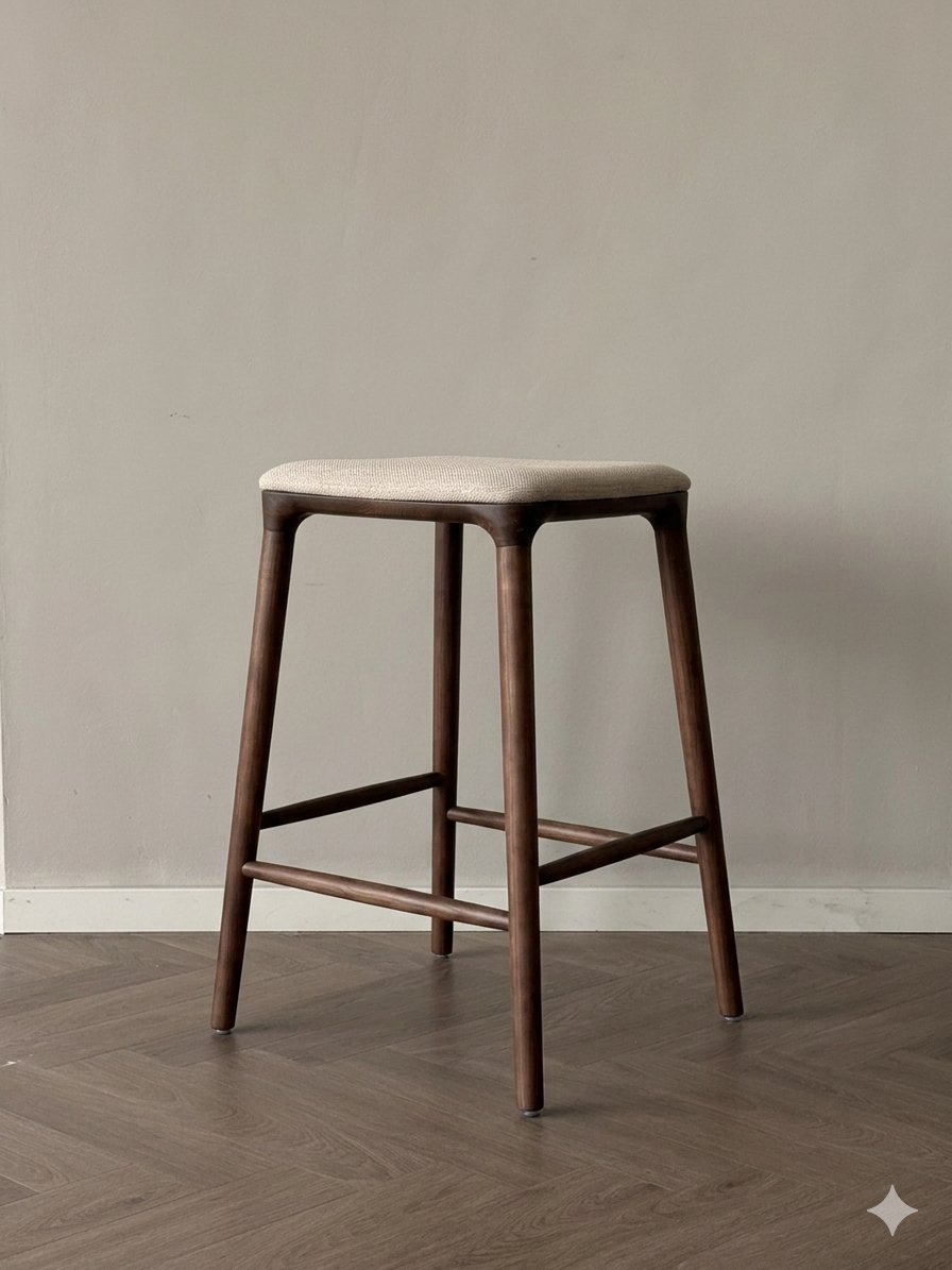 Yume barkruk - Stoffen zitting - Walnut