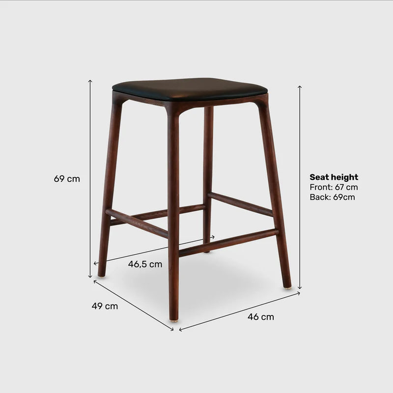 Nora Backless Bar Stool - Leather