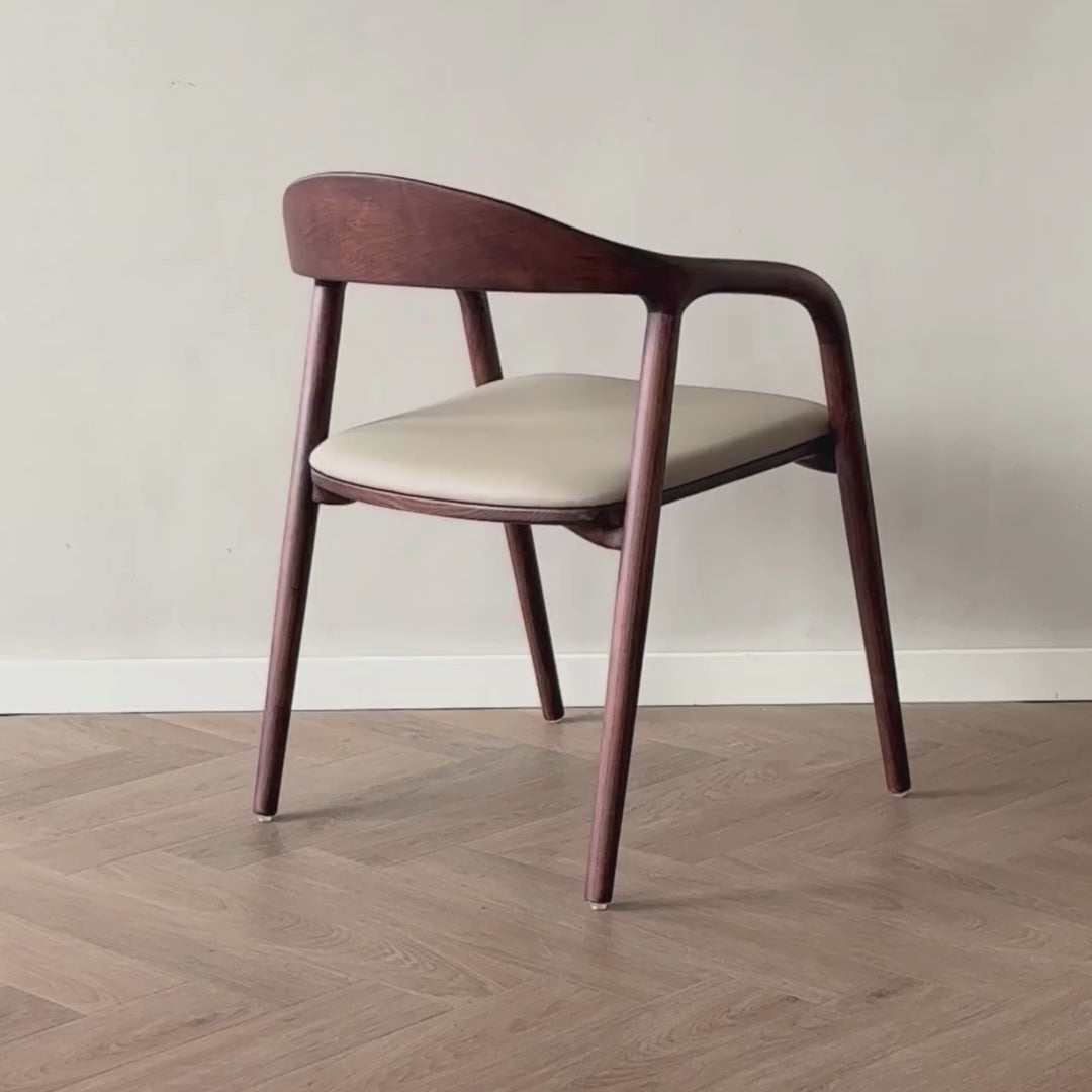 Ami eetkamerstoel walnoot - Beige leer