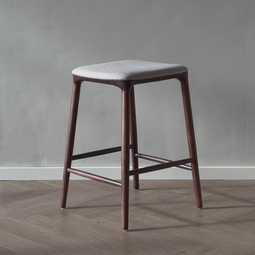 Video Yume barkruk walnoot met stoffen zitting